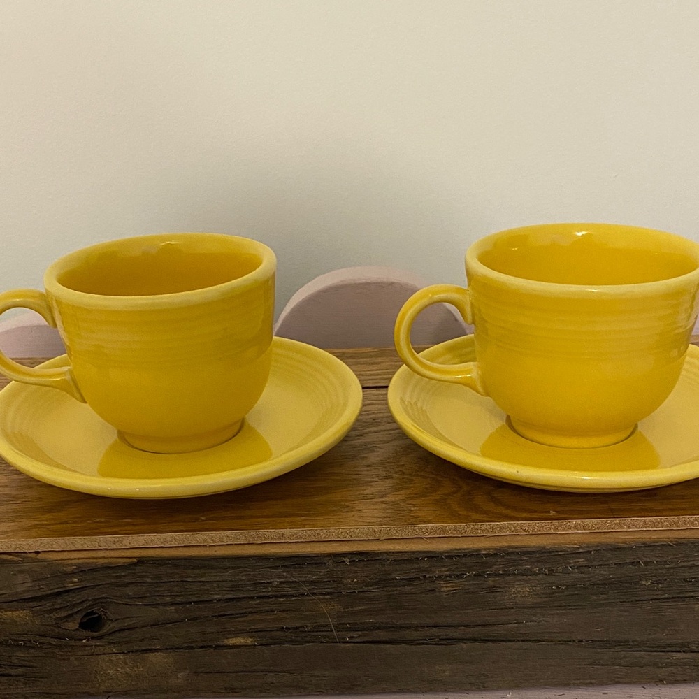 Fiesta Homer Laughlin Sunny Yellow Mug and Saucer Set